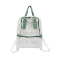 Transparent PVC student backpack featuring green accents and adjustable white straps - Green