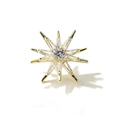 Élégante broche flocon de neige rotative dorée avec des cristaux de zircon brillants - Petite Broche Flocon de Neige - Or