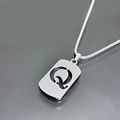 Detail of silver stainless steel box chain with square cutout letter Q pendant necklace - Letter Q