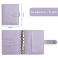 Purple A7 macaron PU leather binder with 6 rings and card slots in 145x120mm size - A7 Macaron Purple Shell