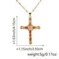 Gold cross necklace featuring vibrant orange and clear cubic zirconia on a white background - Style S (Luxury Cross/Orange & White Zirconia)