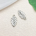 Pair of antique silver leaf alloy pendants for DIY jewelry making with leaf vein texture - Small Leaf / 9x19mm