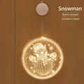 Warm white LED Christmas hanging light with snowman engraving on acrylic disc - 16cm Snowman / Battery Included