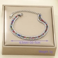 Three-row colorful zircon stainless steel bracelet with lobster clasp and extension chain - Multi-Row Colorful Rhinestone Style (KB203205-SP)