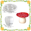 Polka dot mushroom storage box resin mold set with dimension details for DIY - Mushroom Vase and Tray Mold Set