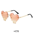 Frameless heart-shaped sunglasses with orange gradient melting lenses and gold frames - Orange & Yellow