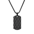 Herrenkette aus schwarzem Titanstahl mit Rautenmuster-Militär-Anhänger und Box-Kette - Mit Kette / Schwarz