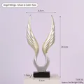 Modern angel wings resin statue in silver-gold gradient finish on black base, small size - 7313C-01 Angel Wings-Silver Gold-Small