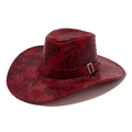 Cappello da cowboy retrò con trama goffrata in ecopelle di coccodrillo rosso e nero - Taglia unica(56-58cm) / Rosso