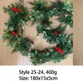 Artificial Christmas garland with red berries and pine needles, 180cm, 400g weight - Style 25-24 (Eucalyptus Red Berry)