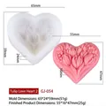 Stampo in silicone a rilievo con cuore e tulipano per candele con dimensioni - Cuore d'Amore del Tulipano 2