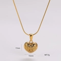 Detailed dimensions of the gold heart pendant showing 17mm height and 7g weight - Textured Heart Pendant Style (AML01138)