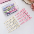 Pastel metal duckbill hair clips with ventilation holes and a clear storage box - 5 Off-White + 5 Pink (Boxed + Certificate)
