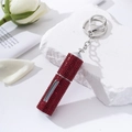 Sparkling red rhinestone refillable perfume bottle keychain for women with silver chain - Red