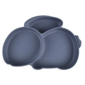 Gray frog-shaped silicone suction plate with three compartments for baby feeding - Y10 Single Plate (Grey/Frog)