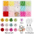 DIY jewelry making kit with 15-grid box of gradient pearls, letter beads and charms - Set 1