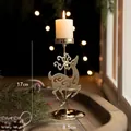 Golden reindeer candle holder, 17cm vintage metal Christmas ornament for festive decor - Elk Style