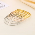Polished 18K gold, rose gold, and silver stackable stainless steel bangles set - Inner Diameter 55mm / 9 Rings / Mixed 9 Circles (3 Gold + 3 Rose Gold + 3 Steel)