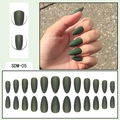 Detail of matte dark green almond-shaped press-on nails with 24 pieces display - Matte Dark Green (SDM-05)