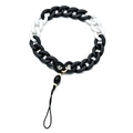 Detail view of black and white acrylic chunky chain link with gold metal ring connector - SL1861-Black White Contrast