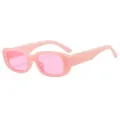 Trendy rectangular pink sunglasses with high-quality PC frame and translucent lenses - Jelly Pink Frame Pink Lens