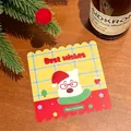 Square Christmas packaging card with cartoon bear and size 10x10cm on wood background - Style 3 Yellow - Christmas Puppy Header