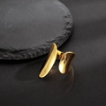 Minimalistischer s925 Silberring, offen mit großer polierter Oberfläche in Goldoptik - Offene Größe 14 (Verstellbar 12-17) / 18K Gold