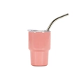 Portable 3oz pink stainless steel mini tumbler with straw and clear lid - Light Pink (conical) / 3oz
