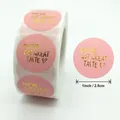 Pink round 1 inch thank you sticker roll with gold foil You Got Great Taste text - C-10/You've Got Great Taste