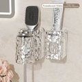 Glacier texture wall-mounted toothbrush holder with single cup and toothpaste dispenser - Transparent Silver Single Cup + Toothpaste Squeezer