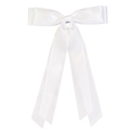 Elegant white satin bow hair clip with long ribbons for ballet style hair accessories - White