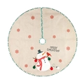 Linen Christmas tree skirt with snowman embroidery and Merry Christmas text - 108CM (42 inches) / Snowman Style