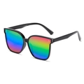 Occhiali da sole oversize neri per bambini con lenti riflettenti sfumate arcobaleno - Montatura Nera Specchio Colorato