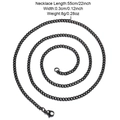 Macro view of 3mm black stainless steel curb chain with dimensions and lobster clasp - Black