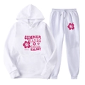 Survêtement blanc avec imprimé floral Summer Waves rose et sweat à capuche cordon - L (XXL) / Haut Et Bas / Blanc (49)