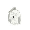 Old English Sheepdog metal charm pendant with white and grey enamel finish - 26 Old English Sheepdog