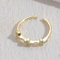 Anello regolabile dorato con croce e pavé di zirconi dal design geometrico - Croce a Fila Singola Colore Oro 14K
