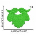 Detailed dimensions of green embroidered mustache patch showing height and width specs - Style 12 (Green Beard)