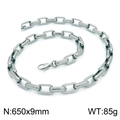 Silver stainless steel rectangle link chain necklace 650x9mm with lobster clasp - Steel Color Necklace 65cm (KN202961-Z)