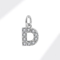Letter D alphabet pendant in silver finish with sparkling cubic zirconia stones - White Gold (Letter D)