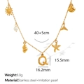 18K gold plated stainless steel necklace featuring letter Q and nautical charms - Letter Q (XL206)