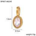 Elegant gold oval pendant with clear zircon stone, 1.5cm birthstone jewelry accessory - BP48714B2A0 / Clear
