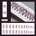 Paarse cat-eye kunstnagels set met maan, sterren en strikjes design 24 stuks - Dieppaars Nachthemel (W2118) / 24 Stuks/Doos (Met Lijm)