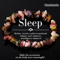 Macro shot of handmade natural colorful gemstone fragment bracelet on black background - Mixed Energy Stones