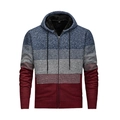 Cardigan da uomo con cappuccio a strisce tricolore e calda fodera in pile - M / Blu