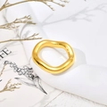 Minimalist gold wavy stainless steel ring with elegant irregular curved design - US 7 / Thick Wave Ring J309 / Gold