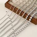 S925 silver beaded necklace strands in sizes from 2mm up to 8mm for jewelry DIY - 6358 Light Gray 10mm
