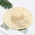 Elegant beige lace sun hat with large organza bow detail for beach and sun protection - Leaf Beige