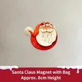 3D Santa Claus fridge magnet with gift bag in festive red and white, 8cm height - Santa with Bag