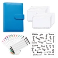 Blue A6 PU leather binder with PVC zipper envelopes and budget tracking sheets - A6 / Sky Blue